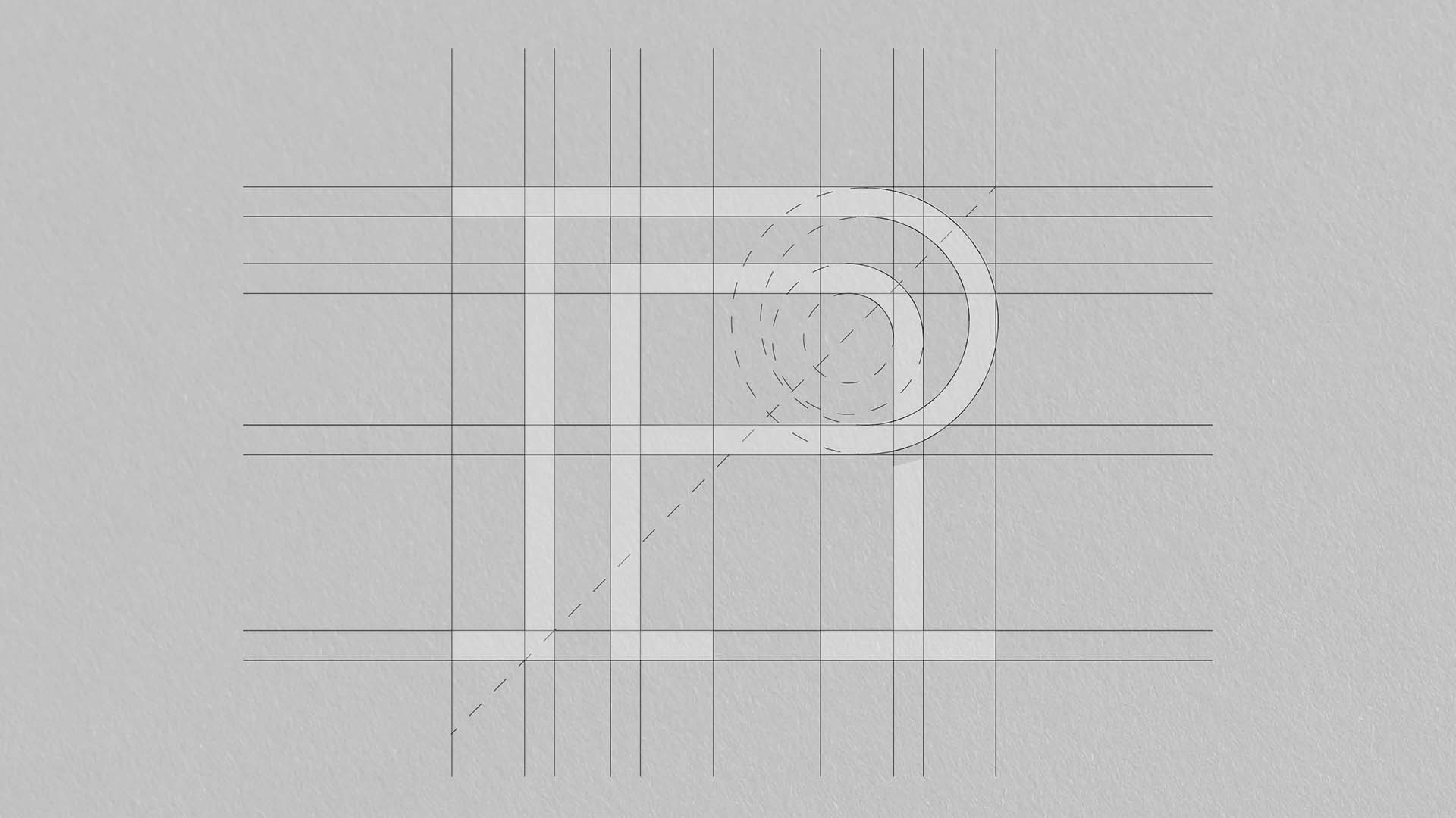 Technical vector construction grid outlining the geometric proportions of the Acqua di Portofino monogram mark.