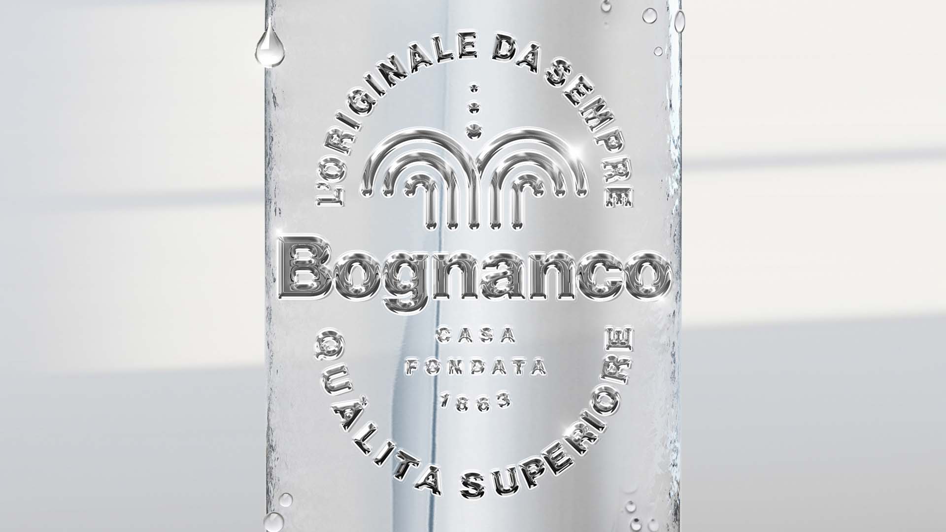 bognanco clear glass bottle embossed brandmark